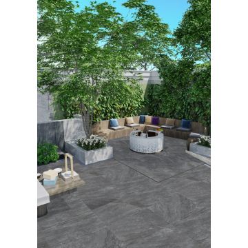 Outdoor Porcelain Tiles - Rasa Nero - Single Sizes