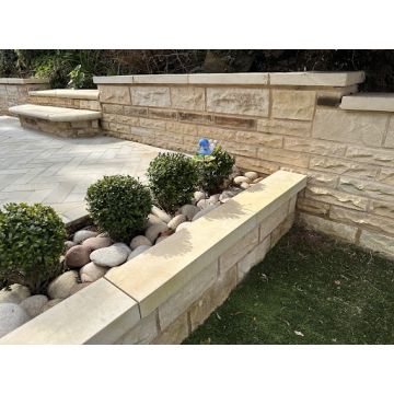 Natural Sandstone Walling - Pitched Faced - Imperial Cream